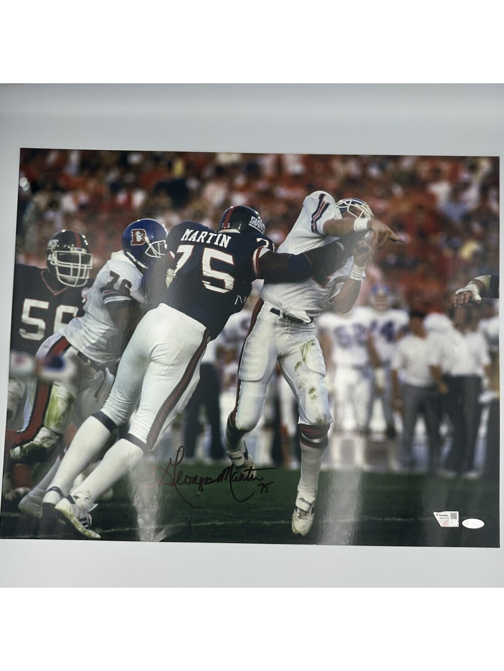 George Martin Signed 16" x 20" New York Giants Action Photo Fanatics COA